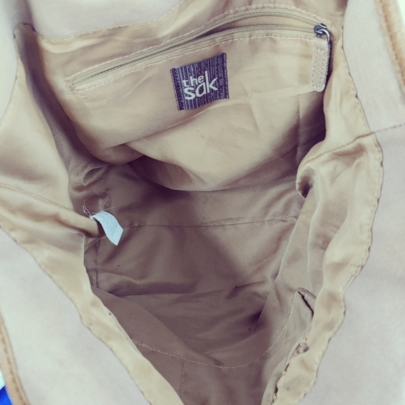 THE Sak 'Fernwood' Hobo Shoulder Bag in Tan & Red Leather Double Leather Strap - Picture 8 of 10